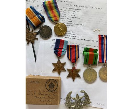 A FIRST WORLD WAR CASUALTY TRIO TO THE CAMERONIANS AND OTHER FAMILY MEDALS. A Great War Trio comprising 1914-15 Star named to