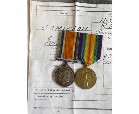 A FIRST WORLD WAR PAIR TO THE GLASGOW TRAMWAYS BATTALION THE HIGHLAND LIGHT INFANTRY AND OTHER REGIMENTS. A Great War Pair co
