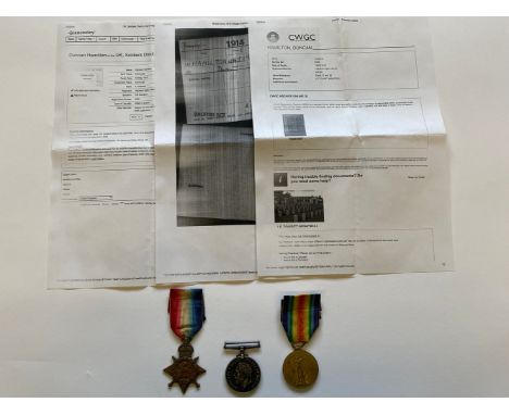 A FIRST WORLD WAR CASUALTY TRIO TO THE HIGHLAND LIGHT INFANTRY. A Great War Trio comprising 1914 Star named to 9320 Pte D. Ha