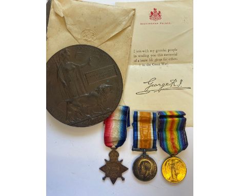 A FIRST WORLD WAR TRIO AND MEMORIAL PLAQUE TO THE ROYAL FIELD ARTILLERY. A Great War Trio comprising 1914-15 Star named to 41