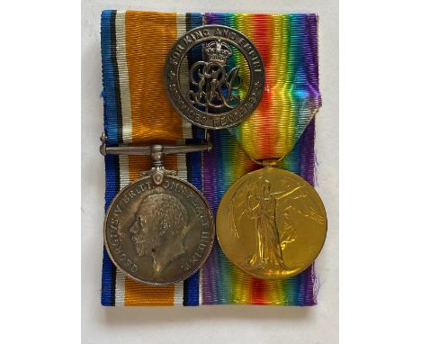 A FIRST WORLD WAR PAIR AND WAR BADGE TO THE SOMERSET LIGHT INFANTRY AND 5TH DORSET REGIMENT. A Great War Pair comprising War 