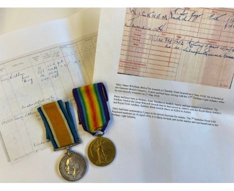 A FIRST WORLD WAR CASUALTY PAIR TO THE ROYAL IRISH/DURHAM LIGHT INFANTRY. A Great War Pair comprising War Medal and Victory M