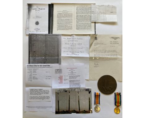 A FIRST WORLD WAR PAIR AND PLAQUE TO THE DEVON REGIMENT. A Great War Pair comprising War Medal and Victory Medal named to 514