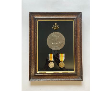 A FIRST WORLD WAR PAIR AND MEMORIAL PLAQUE TO THE ARMY CYCLIST CORPS. A Great War pair comprising War Medal and Victory Medal