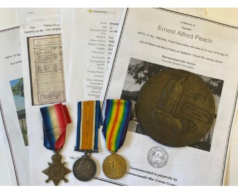 A FIRST WORLD WAR TRIO AND MEMORIAL PLAQUE TO THE FIELD ARTILLERY. A Great War Trio comprising 1914-15 Star named to 68779 Gn