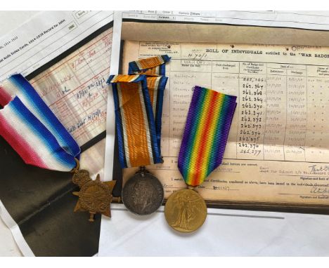 A FIRST WORLD WAR TRIO TO THE LANCASHIRE FUSIIERS. A Great War Trio comprising 1914-15 Star named to 3421 Pte J. Whalley Lan 