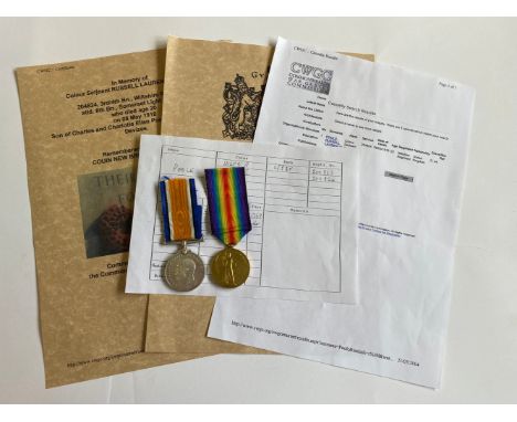 A FIRST WORLD WAR CASUALTY PAIR TO THE SOMERSET/WILTSHIRE REGIMENT. A Great War pair comprising War Medal and Victory Medal n