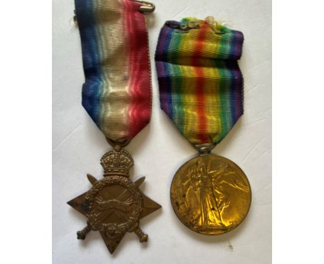 A FIRST WORLD WAR STAR AND VICTORY MEDAL TO THE ROYAL INISKILLING FUSILIERS. A 1914-15 Star named to 18268 Pte W.H. Ward R. I