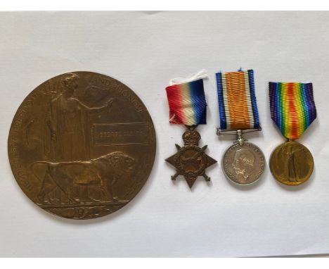 A FIRST WORLD WAR TRIO AND MEMORIAL PLAQUE TO THE ROYAL ENGINEERS. A Great War Trio comprising 1914-15 Star named to 44089 Sp