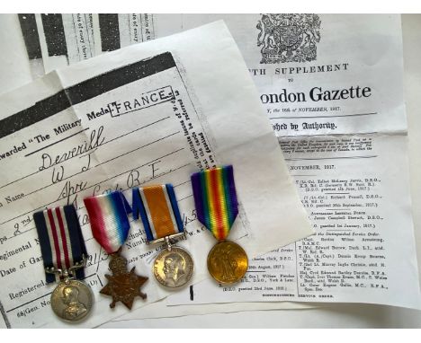 A FIRST WORLD WAR MILITARY MEDAL AND TRIO TO THE ROYAL ENGINEERS. A Great War group of four comprising Military Medal named t