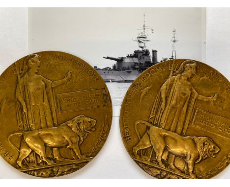 TWO FIRST WORLD WAR MEMORIAL PLAQUES TO PROBABLE BROTHERS FROM DORSET. A Memorial Plaque named to Arthur Charles Lester Card 