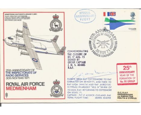 Grp Capt Adams signed 1971 signed RAF Medmenham 25th ann Radio Inspectorate cover. Good Condition. All autographs are genuine