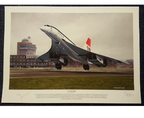 Concorde A New Age Begins 1976 John Lidiard Signed Limited Edition Print. Commemorating the First Commercial Flight 24th Janu