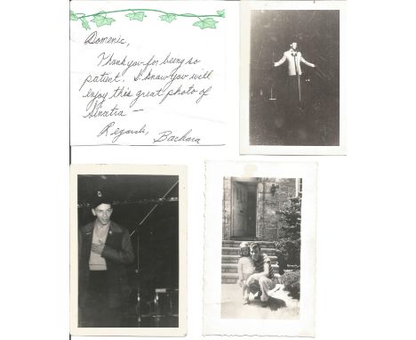 Frank Sinatra original photos and Barbara Marx Sinatra handwritten note. This reads Dominic. Thank you for being so patient. 