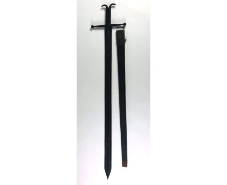 A very heavy reproduction metal Long Sword, with cruciform handle &amp; 40" blade, and with an associated scabbard. (2) 