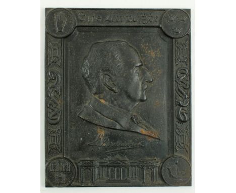 Redmond (J.E.) A fine cast metal Plaque, "The Head of J.E. Redmond, - Eire Aontuighthe," manufactured by Booth &amp; Brookes,