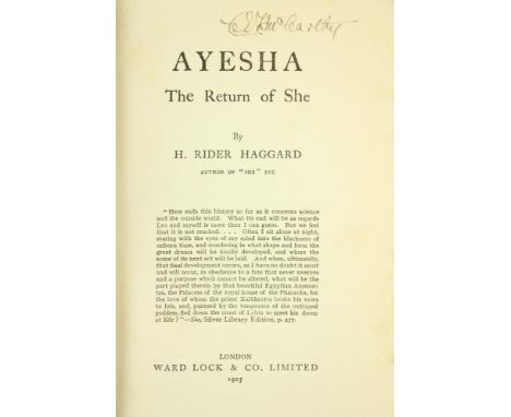 Box : English Literature Novels etc: Rider Haggard (H.)&nbsp;Ayesha - The Return of She, 8vo L. 1905.&nbsp;First Edn., fronti