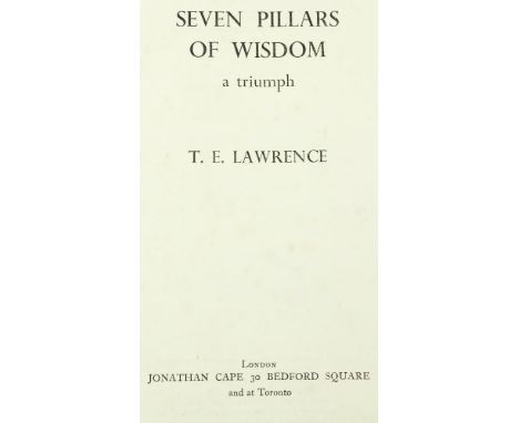 Lawrence (T.E.)&nbsp;Seven Pillars of Wisdom - A Triumph, Lg. 4to L. 1935.&nbsp;First General Edition, port. frontis &amp; ot