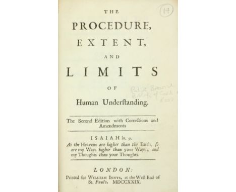 From the Library of Joseph Stock, T.C.D. 1763[Brown (Dr. Peter, Bp. of Cork &amp; Ross)]&nbsp;The&nbsp;Procedure, Extent and 