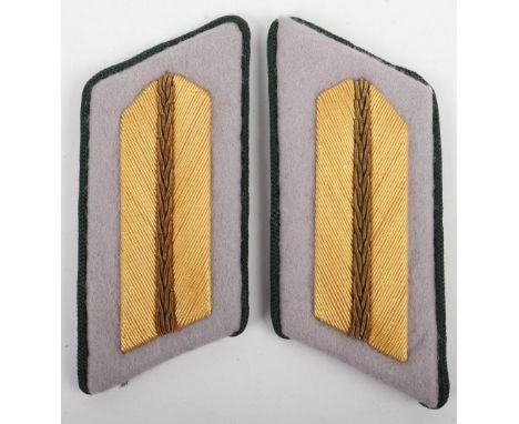 WW2 German Army Specialist Administrative Officers Tunic Collar Tabs, fine matched pair of the gold bullion embroidered on li