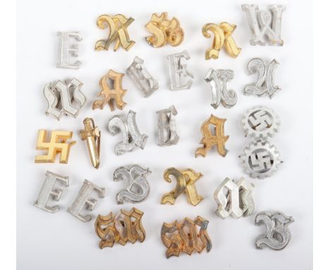 26x German WW2 Shoulder Board Ciphers, being white metal and gilt examples. Mostly with prong fittings to the reverse. Some c