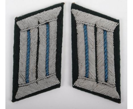 Pair of WW2 German Transport Section Officers Tunic Collar Patches, fine pair of bullion embroidered examples with light blue