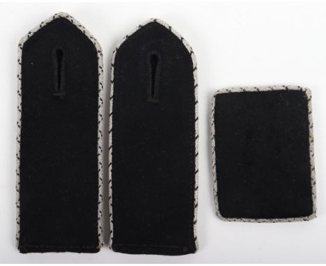 Third Reich TENO (Technische Nothilfe) Shoulder Straps and Collar Patch, fine matched pair of black wool shoulder boards with