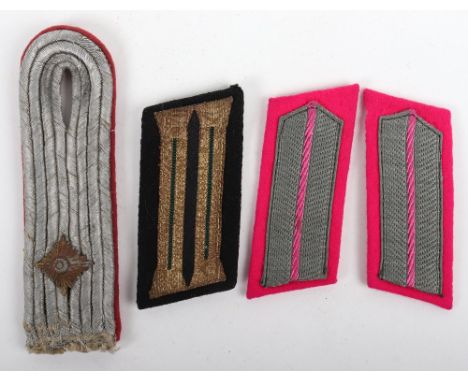 Unusual Pair of Werkfeuerwehr (Factory Fire Protection Collar Patches, pink cloth backing with grey tress top with central pi