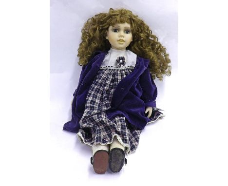Bisque headed doll with fixed eyes and mouth, with bisque hands and feet, 22" high