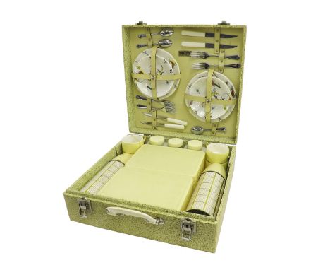 Vintage Brexton picnic hamper fitted with crockery, cutlery, flasks and containers etc
