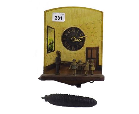 Black Forest automaton wall clock decorated with a teacher and class