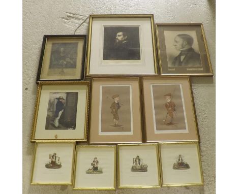 Selection of good prints to include after E Nicol - study of a sea merchant, colour print, 10" x 7"; together with a set of f