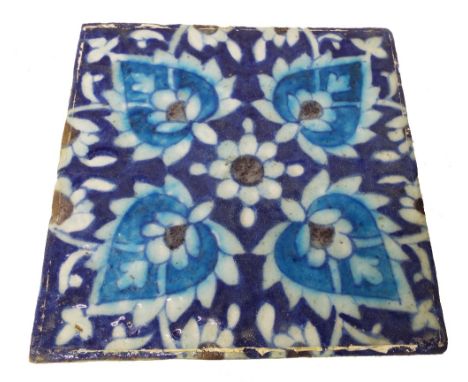 Good large decorative Iznik type tile, 9" x 9"