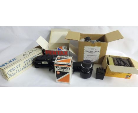 Vintage camera equipment and tripod
