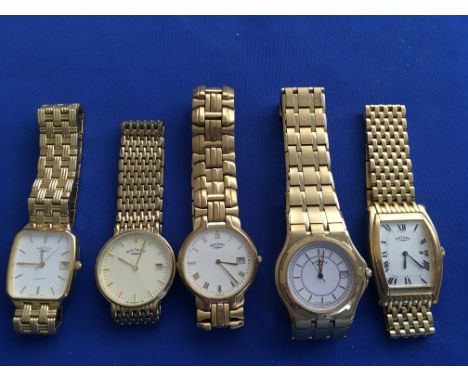 5 gents Rotary quartz wristwatches model no’s. 3972, g328, po00661.