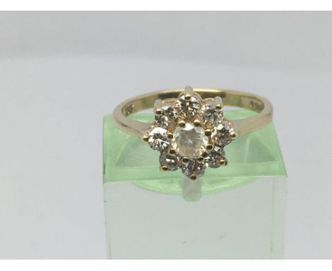 A 9ct gold eight stone diamond rose cluster ring, approx 1/2ct, approx 1.7g and approx size J-K.