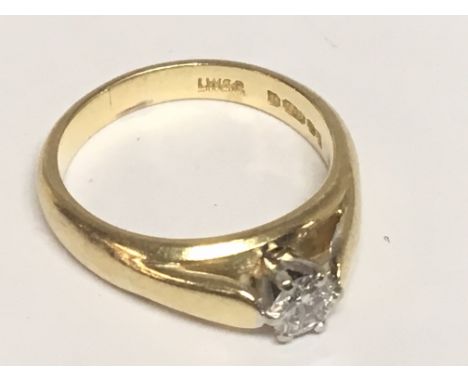 An 18carat gold ring set with a brilliant cut solitaire diamond approximately 0.25 of a carat. Ring size K