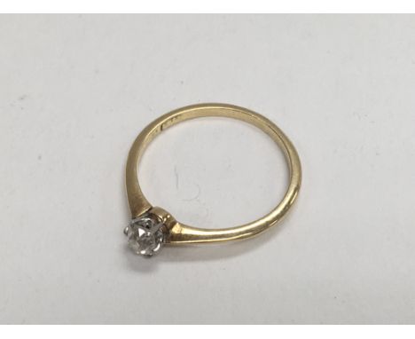 An 18ct gold diamond solitaire ring approx .20ct, 1.4g. Ring size L.5.