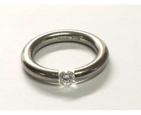 A modern design platinum ring set with a solitaire brilliant cut diamond 0.50 carat approx Ring Size H-I