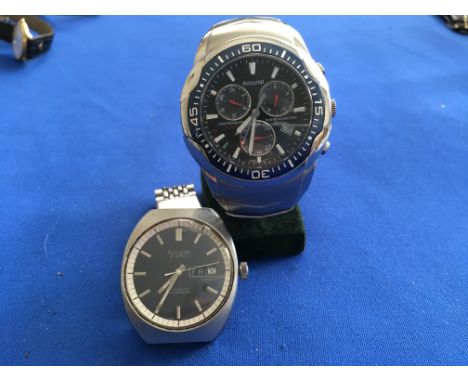 A vintage gents Accurist automatic shockmaster wristwatch plus a modern Accurist chronograph alarm wristwatch.