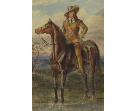 William Holmes Sullivan (British ?-1908): Portrait of an English Civil War Cavalier, watercolour signed and dated 1880, 31cm 