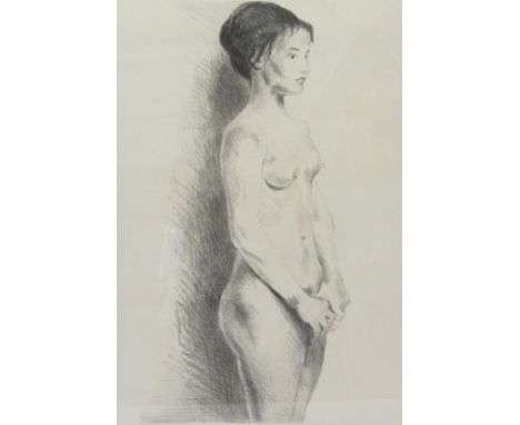 Raphael Soyer (American 1899-1987): Female Nude Model, limited edition lithograph signed and numbered 285/300 in pencil 50cm 
