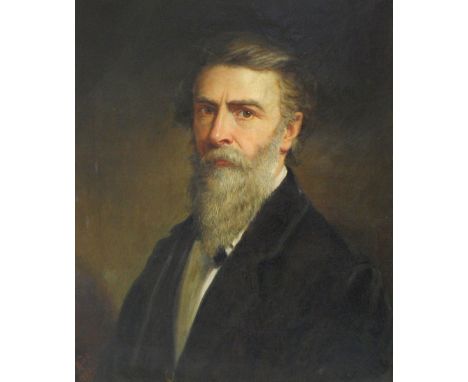 John Thomas Peele (1822-1897)
Self portrait, head and shoulders wearing a black coat,
signed lower left and dated 1888
inscri