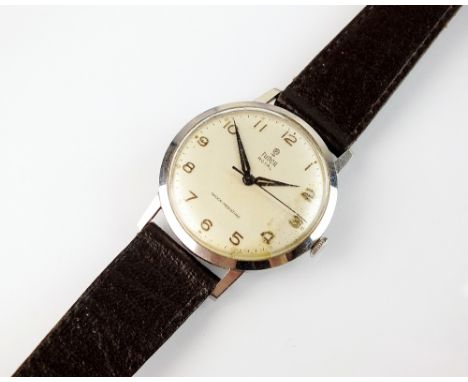 A Gentleman's stainless steel Tudor Royal wristwatch, manual wind, the silvered dial with Arabic numerals and sweep seconds h