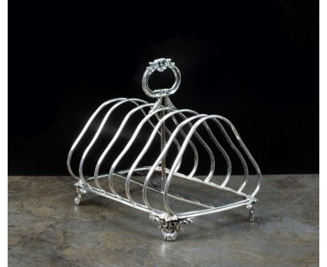 A Victorian silver six division toast rack, ISH, London 1848, stamped to the base 'Hunt & Roskell late Storr & Mortimer 7668'
