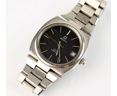 A Gentleman's stainless steel Zenith Automatic Defy wristwatch, the black dial with batons and date aperture, with attached s
