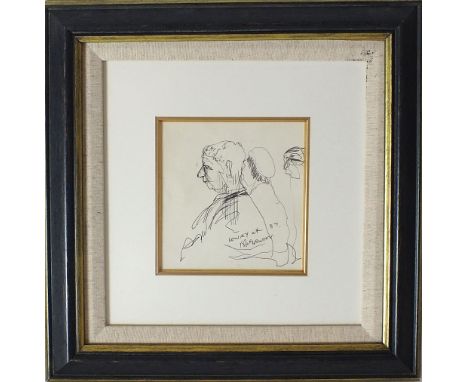 James Lawrence Isherwood FRSA (1917-1989)
Lowry at 87
signed lower right
pencil and biro sketch
14 by 13.5 cm

Notes: A lette
