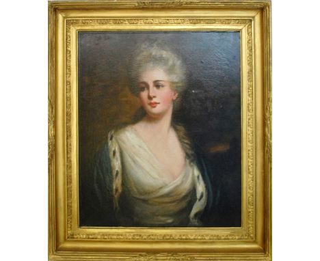 Circle of John Hoppner (1758-1810)
Portrait of Lady Durham, half length
inscribed 'lady Durham' on the reverse
oil on canvas
