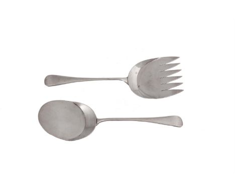A SILVER HANOVERIAN PATTERN ICE CREAM SERVER AND FORK, London 1913, mark of Asprey & Co, retailed by Asprey, each of plain ta