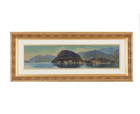 ***PLEASE NOTE: CHANGE OF ARTIST'S TITLE***Martinelli, 20th CenturyPenisola di BellagioOil on board, 15 x 60cmSigned; also si